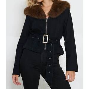 NEW TT STUDIOS carm faux fur jacket in black